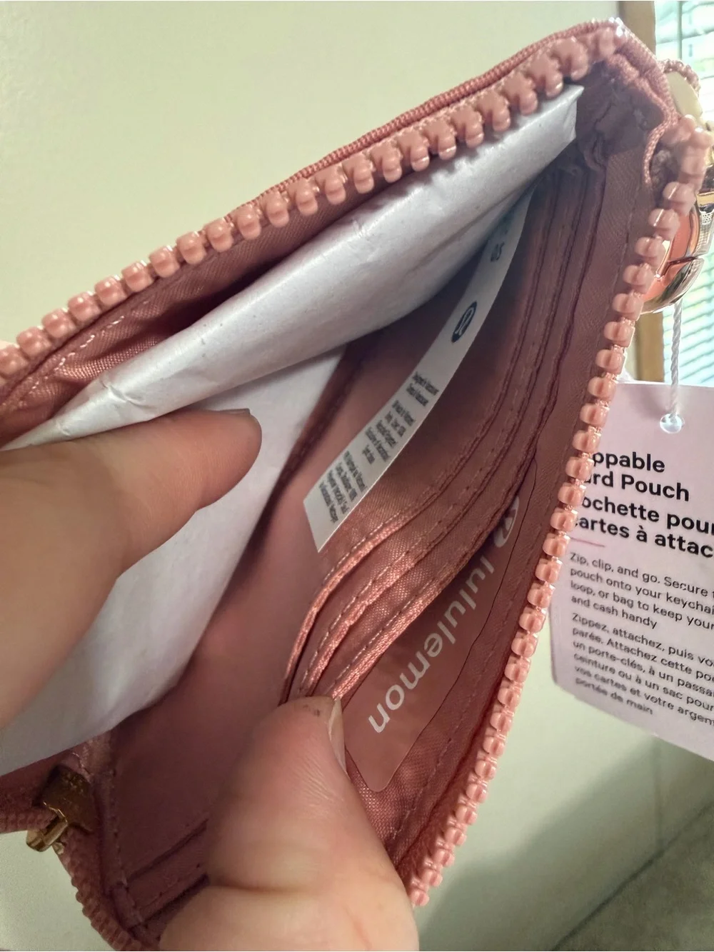 lululemon athletica Dusty Rose Clippable Card Pouch